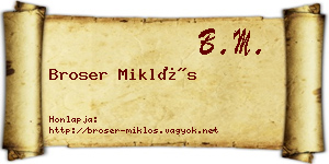 Broser Miklós névjegykártya